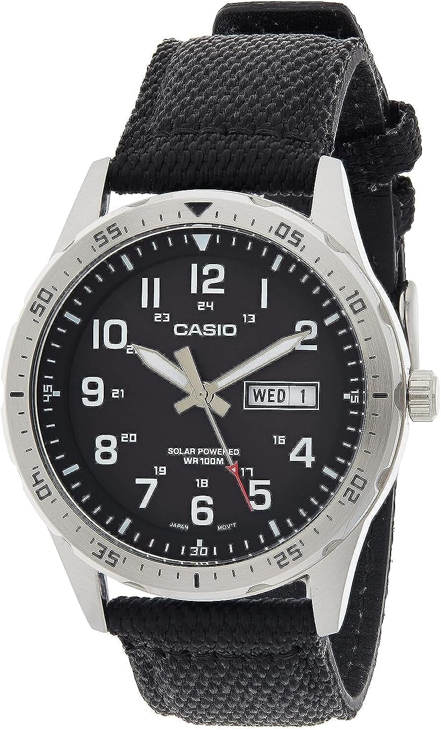 HOTCasio MTPS120L Series | Unisex Analog Watch | 100M WR | Stainless Steel Case | 3 Hand Analog (HR, Min, SEC) | Date Display | Low Battery Alert | Military Styling | Solar Powered