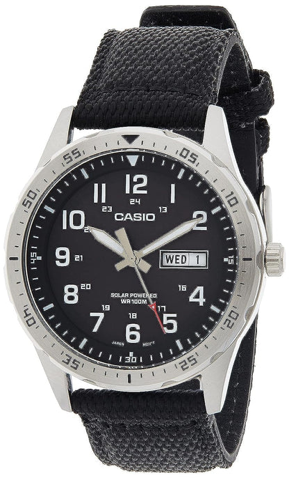 HOTCasio MTPS120L Series | Unisex Analog Watch | 100M WR | Stainless Steel Case | 3 Hand Analog (HR, Min, SEC) | Date Display | Low Battery Alert | Military Styling | Solar Powered