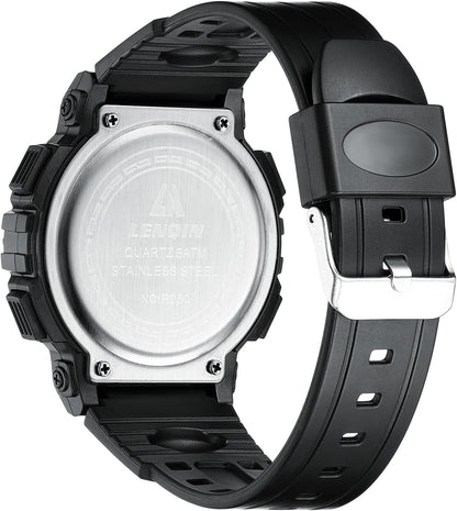 HOTLN LENQIN Mens Watches Digital Watch Sports Watches for Men Waterproof Wrist Watch with LED Screen Large Face Back Light Alarm Date Stopwatch Military Tactical Watch
