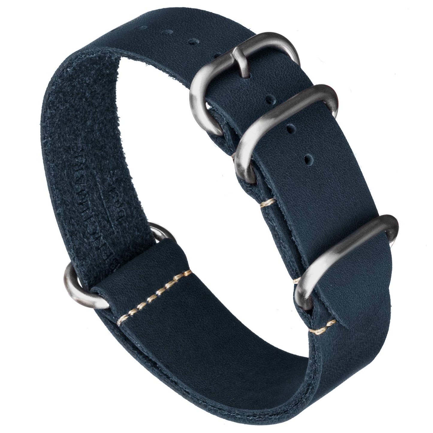 HOTBenchmark Leather Watch Band - Crazy Horse Oiled Leather One-Piece Military Watch Strap - Brushed Stainless-Steel Hardware - 18mm, 20mm, 22mm or 24mm Widths