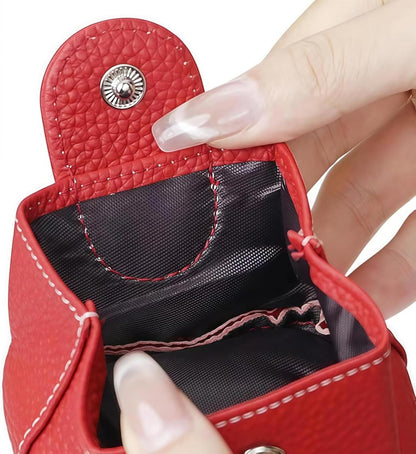 HOTMini Lychee Pattern Coin Purse, Leather Purses for Women, Coin Pouch Earphone Storage Bag with Key Buckle (Orange)