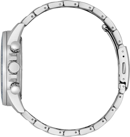 HOTCitizen Men's Sport Casual Brycen Eco-Drive Chronograph Stainless Steel Watch, 12/24 Hour Time, Date, Tachymeter, 100 Meters Water Resistant, Spherical Mineral Crystal, Weekender