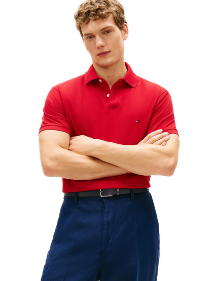 HOTTommy Hilfiger Men's Short Sleeve Polo Shirts in Classic Fit with Stretch and Organic Pique Cotton
