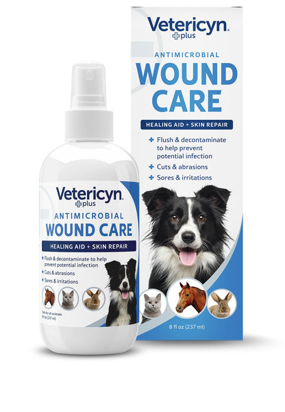 HOTVetericyn Plus Dog Wound Care Spray | Healing Aid and Skin Repair, Clean Wounds, Relieve Dog Skin Allergies, Safe for All Animals. 3 ounces