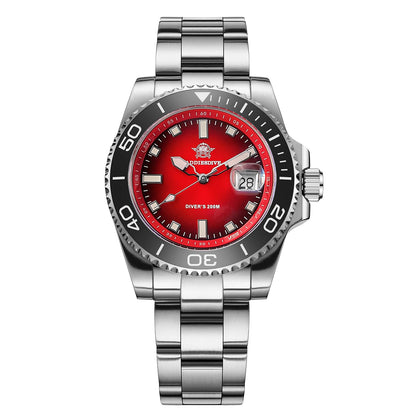 HOTADDIESDIVE 41 MM Mens Dive Watch Quartz Movement Watches for Men Easy to Read Dial 200 M Waterproof BGW9 Luminous Analog Orange/Red/Green/Black Gradient Dial