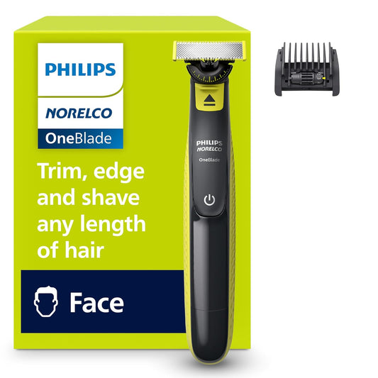 HOTPhilips Norelco One 360 Hybrid Face, Electric Beard Trimmer and Shaver, with 360 Technology, 1x 360 for Face, 5in1 Adjustable Comb, Model QP2724/90