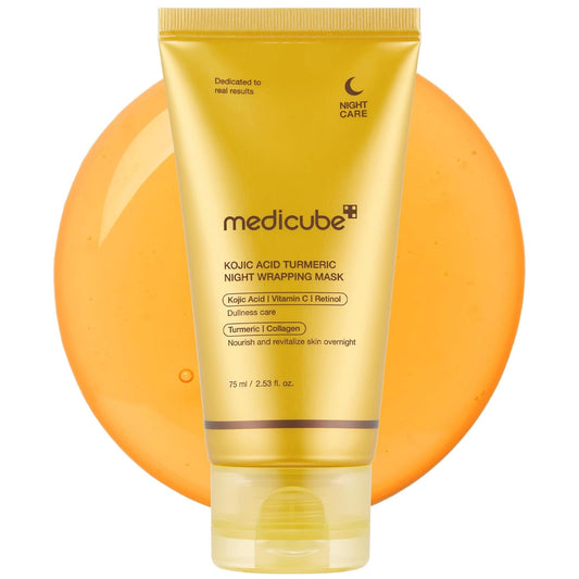 HOTmedicube Wrapping Mask Kojic Acid, Turmeric, Vitamin C Overnight Peel Off Facial Mask | Brighten & Defends Against Skin Stress for a Clear, Glowing Complexion | Korean Skin Care, 2.53 fl.oz