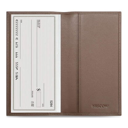 HOTHISCOW Slim Leather Checkbook Cover for Personal Checks | Full grain cowhide, transaction register & check book pockets, removable duplicate divider, durable stitching, gifts for men