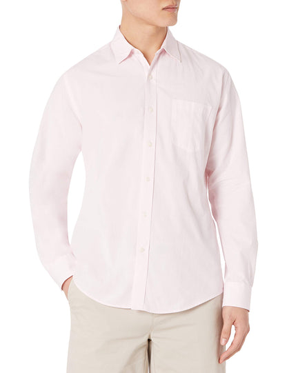 HOTAmazon Essentials Men's Regular-Fit Long-Sleeve Casual Poplin Shirt, Button Front, Business Casual, Collared