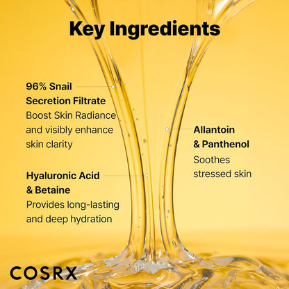 HOTCOSRX Snail Mucin 96% Repairing Serum, Hydrating Serum for Face with Snail Secretion Filtrate for Dull Skin & Fine Lines, 100ml, Korean Skin Care