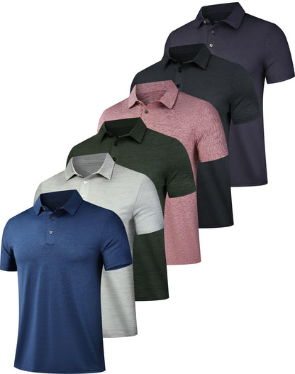 HOTOYGSieg 6 Pack Mens Polo Shirts Performance Short Sleeve Golf Shirt Moisture Wicking Athletic Casual Collared T-Shirt