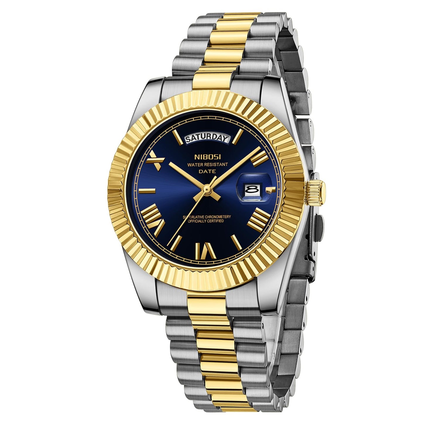 HOTNIBOSI Men Watches Analog Quartz Stainless Steel Rose Gold Silver Watches for Men Waterproof Business Classic Desiger Wrist Watch with Day Date