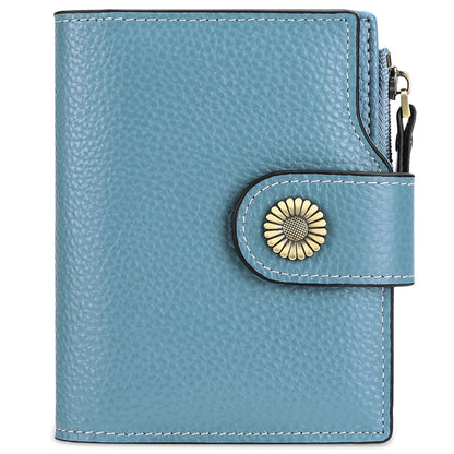 HOTFalan Mule Women's Lightweight Genuine Leather Wallet, Includes Card Holders, RFID-Blocking, Lightweight, Photo & ID Holder, Green