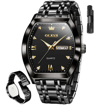 HOTOLEVS Mens Watches Luxury Business Analog Quartz Watches for Men with Stainless Steel Dress Date Waterproof Luminous Wrist Watches | Luxury Rectangle Face Tonneau Silver or Gold Stainless Steel Dress Watches for Men Roman Numerals with Black/Blue/White