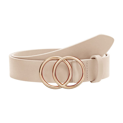HOTSUOSDEY Women Leather Belt Fashion Double O-Ring Soft Faux Leather Waist Belts For Jeans Dress