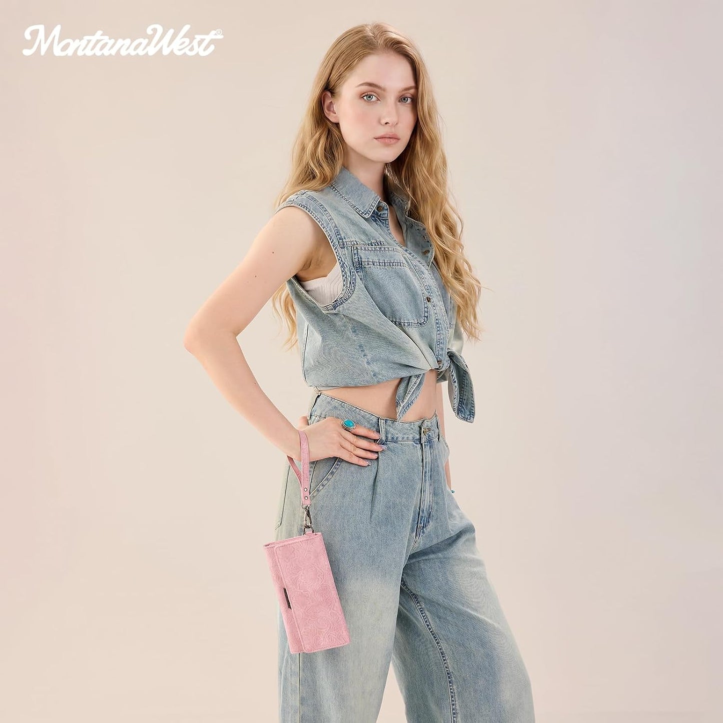 HOTMontana West Women Wallet Trifold Large Capacity Phone Wristlet Travel Credit Card Cash Wallets with Coin Purse and Wrist Strap