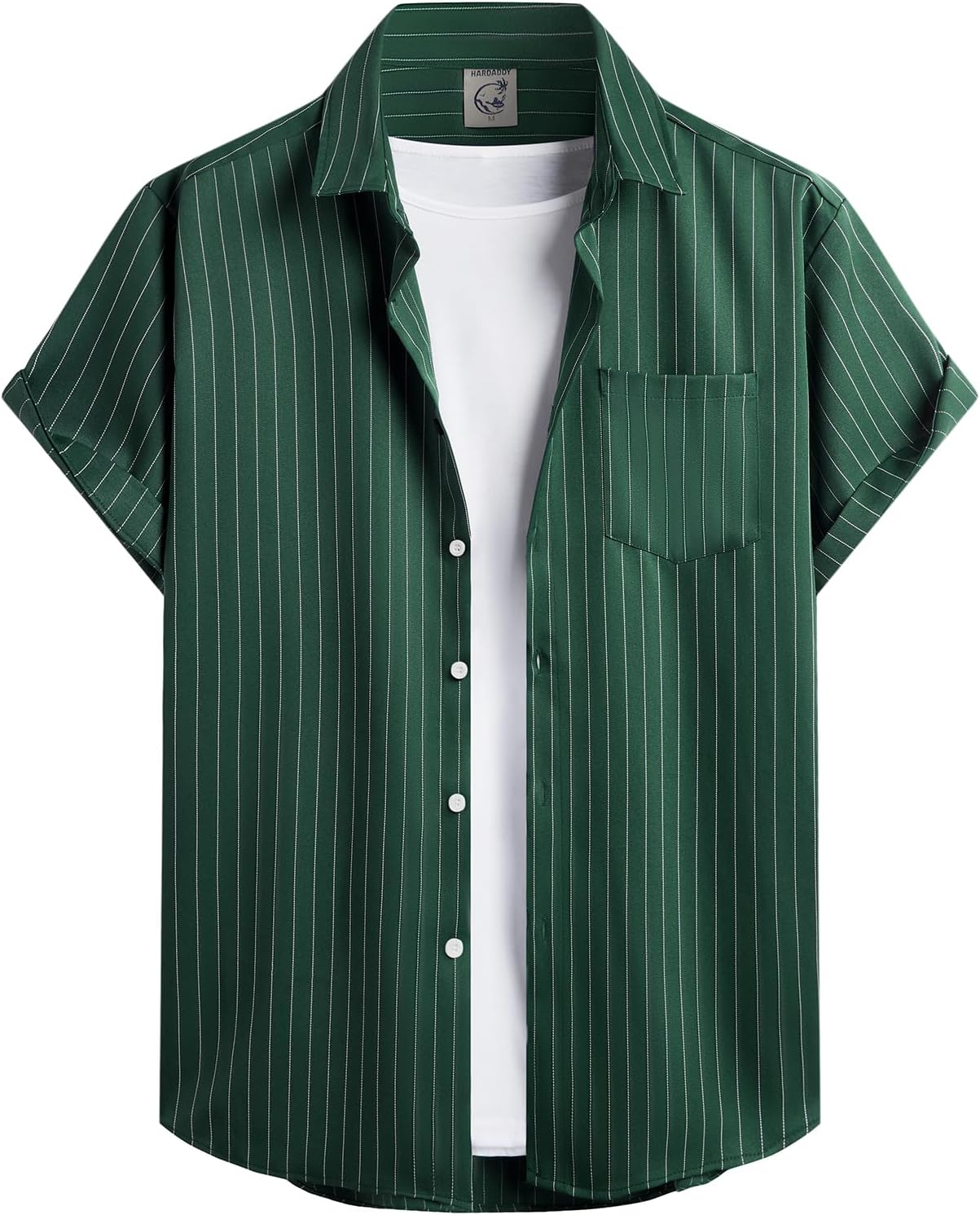 HOTHardaddy Men's Casual Striped Shirts Button Down Short Sleeve Blouse Summer Hawaiian Shirt