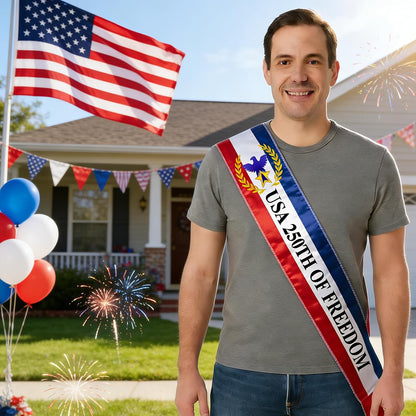 HOTAmerica 250 Sash 250th Anniversary Patriotic Sash Independence Day Parade Sash 4th of July Shoulder Sash 1776 2026 Celebration Decor Custom Patriotic Sash Parade Costume Accessory