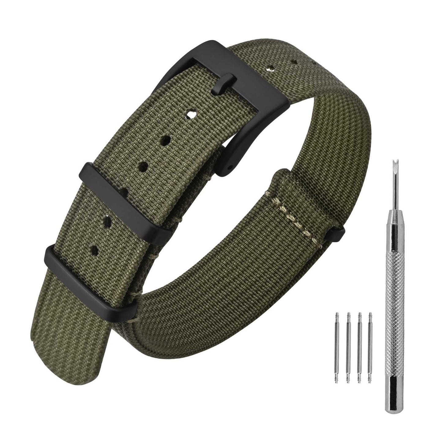 HOTANNEFIT Nylon Watch Band 16mm 18mm 20mm 22mm, One-Piece Waterproof Military Watch Straps with Heavy Buckle