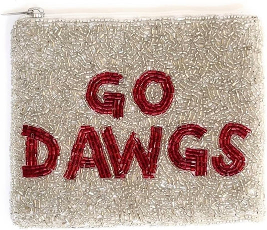 HOTGo Dawgs Beaded Coin Purse, Go Dawgs Coin Purse, Beaded Coin Pouch, Small Wallets, Birthday Gift, Football Fans Gifts