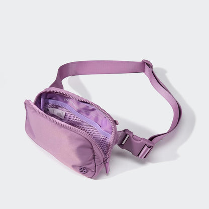 HOTPander Two Way Zipper Fanny Pack Nylon Everywhere Belt Bag for Women, Water Repellent Waist Packs, Crossbody Bags with Adjustable Strap (Light Purple).