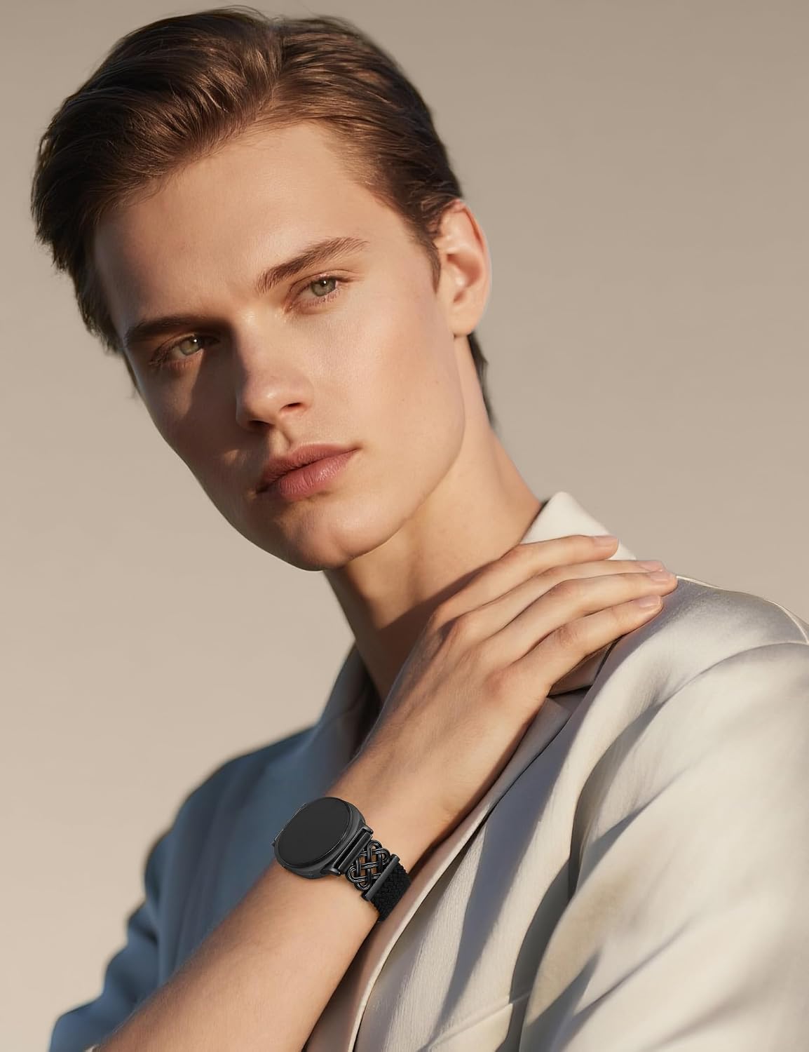 HOTBraided Magnetic Band Compatible with Samsung Galaxy Watch 8 40mm 44mm/8 Classic 46mm Women Men, Celtic Metal Stretchy Elastic Dressy Nylon Bracelet Strap, No for Galaxy Ultra/7/6/5/4/3/2/1