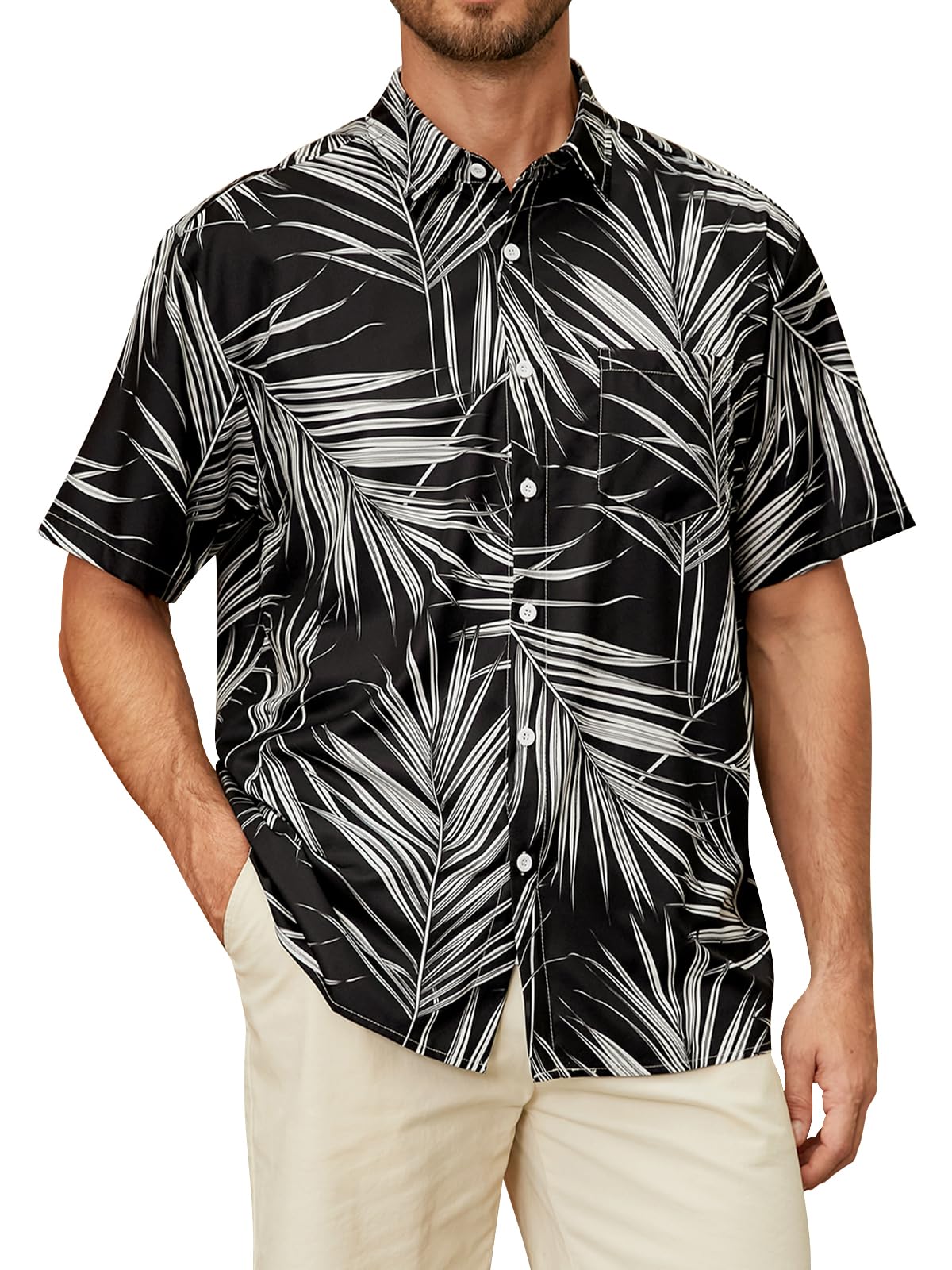HOTHardaddy Men's Hawaiian Shirt Short Sleeves Printed Button Down Summer Beach Casual Shirts