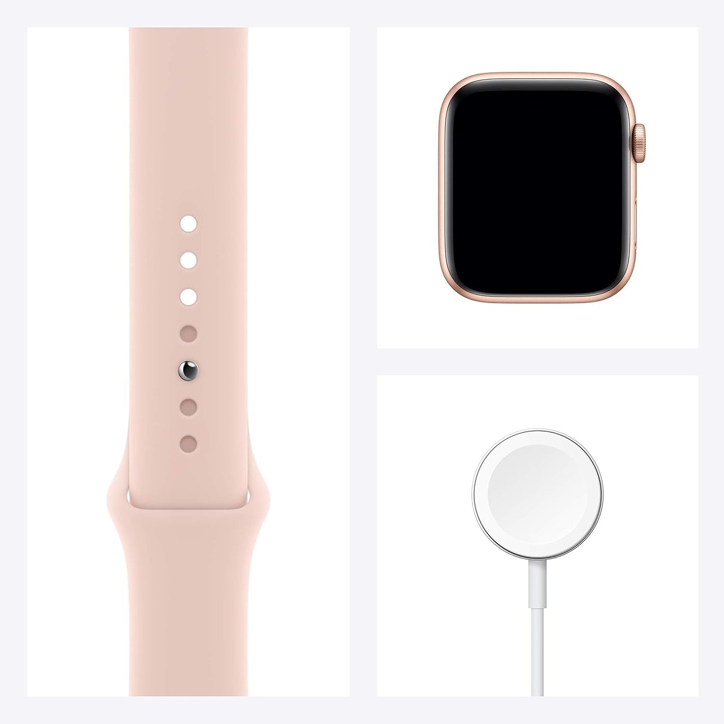 HOTApple Watch SE (GPS, 44mm) - Gold Aluminum Case with Pink Sand Sport Band (Renewed)