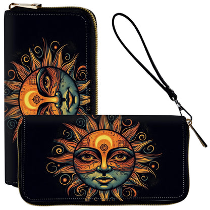HOTLadies Wallet,Clutch Purses for Women Wallets Leather Credit Card Holder for Women Wristlet Slim Small Cute with Zipper,Thin RFID Blocking with Wrist Strap,Glitter Dragonfly Moon
