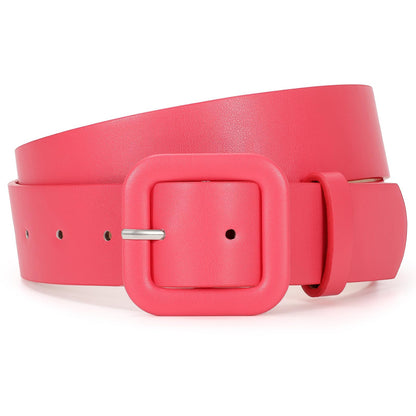 HOTWHIPPY Women Leather Belt Candy Color Fashion Square Buckle Belt Ladies Belt for Jeans Pants Dresses