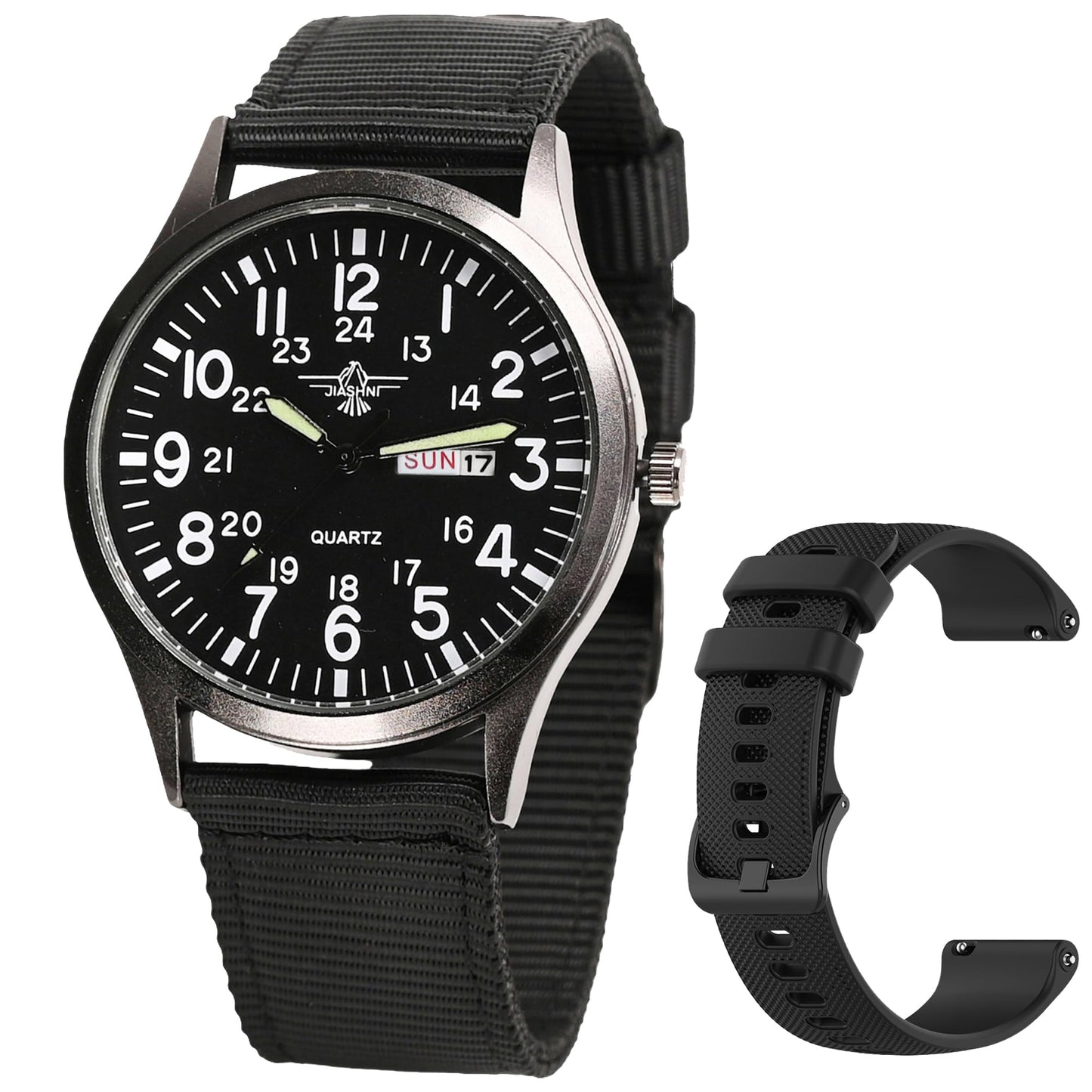 HOTGosasa Unisex Military Analog Field Watch with Nylon Strap, Luminous Easy Read Dial, Sport Tactical Casual Quartz Wristwatch, Daily Water Resistant