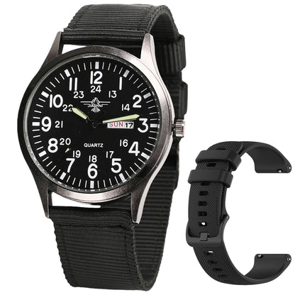 HOTGosasa Unisex Military Analog Field Watch with Nylon Strap, Luminous Easy Read Dial, Sport Tactical Casual Quartz Wristwatch, Daily Water Resistant