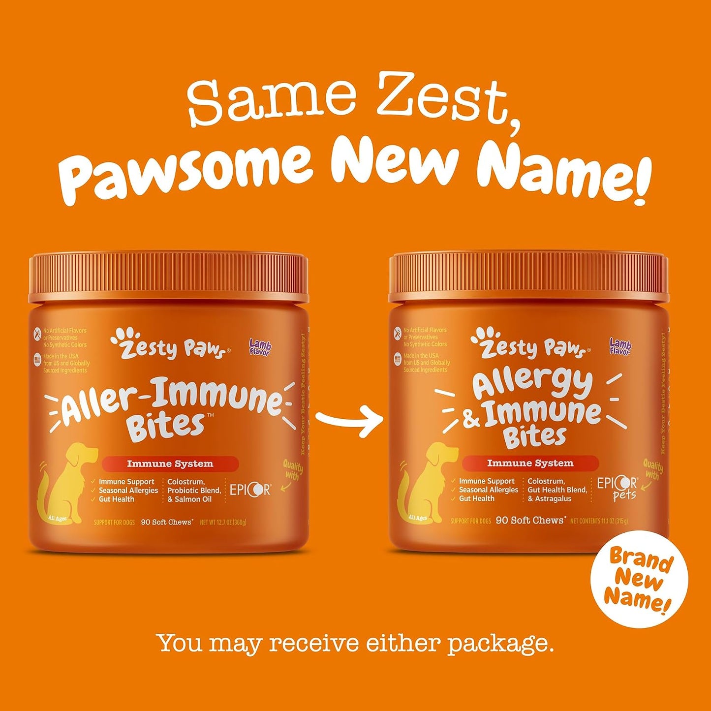 HOTZesty Paws Dog Allergy Relief Chews, Dog Probiotics for Itchy Skin and Ears, Salmon, 90ct