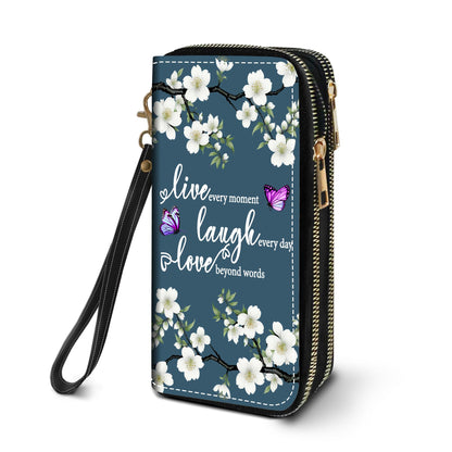 HOTWomen's Large Capacity Wallet PU Leather Double Zipper Clutch Purse Multifunctional Wallet with Removable Wristlet Strap for Smart Phone/Coin/Card/Cash, Floral Quotes Bible Verse Philippians 4-13
