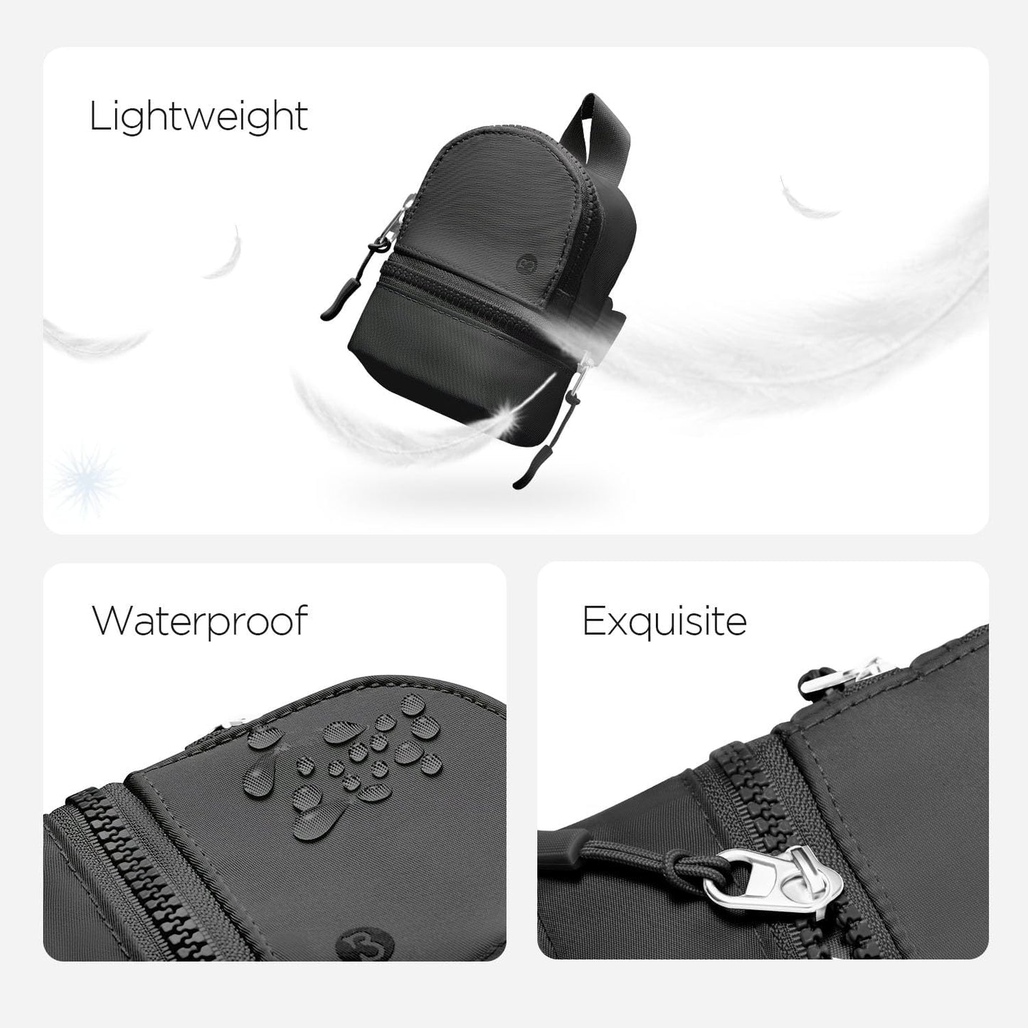HOTMini Backpack Keychain Wristlet Pouch Small Change Coin Purse Cute Zipper Wallet With 3 RFID Card Slots+Zip Around Dual Pouch Wristlet