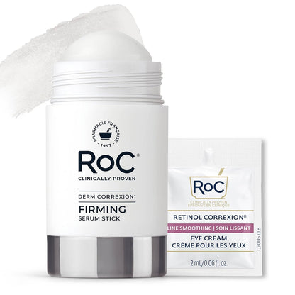 HOTRoC Derm Correxion Retinol Firming Serum Stick with Antioxidants to Visibly Tighten and Firm Wrinkles and Laugh Lines For Men and Women + Retinol Eye Cream Packette, 1.0 oz (Packaging May Vary)