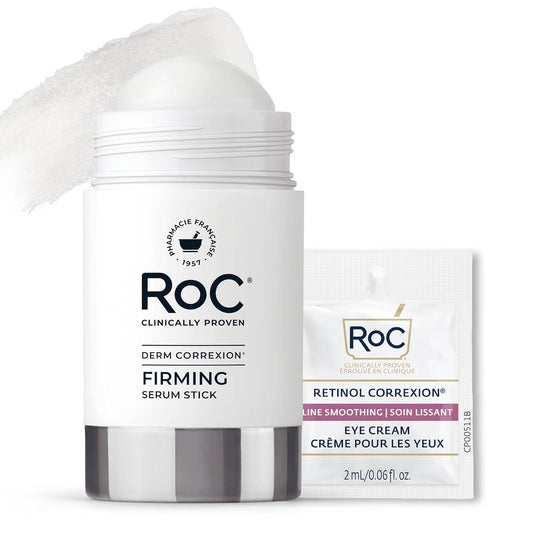 HOTRoC Derm Correxion Retinol Firming Serum Stick with Antioxidants to Visibly Tighten and Firm Wrinkles and Laugh Lines For Men and Women + Retinol Eye Cream Packette, 1.0 oz (Packaging May Vary)