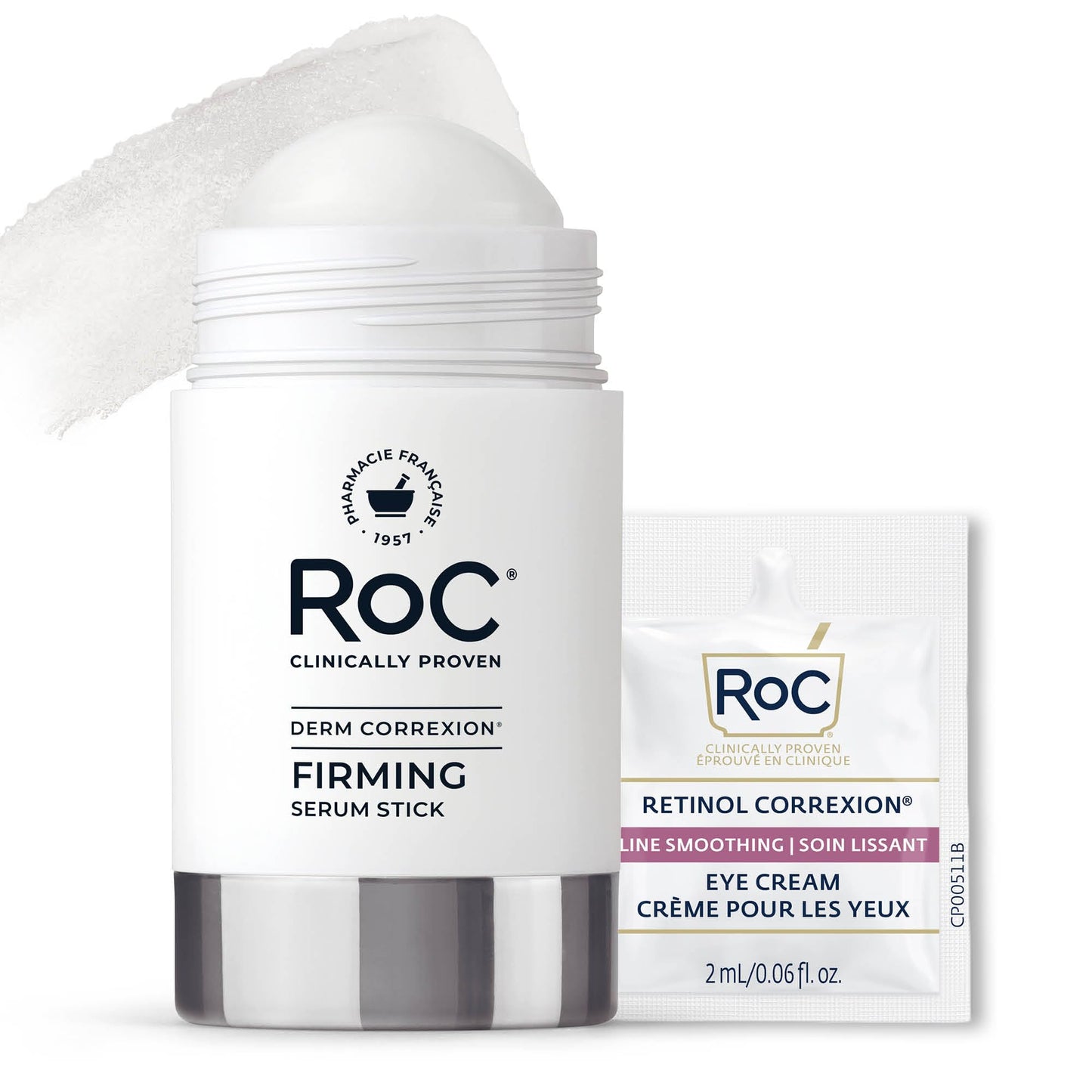 HOTRoC Derm Correxion Retinol Firming Serum Stick with Antioxidants to Visibly Tighten and Firm Wrinkles and Laugh Lines For Men and Women + Retinol Eye Cream Packette, 1.0 oz (Packaging May Vary)