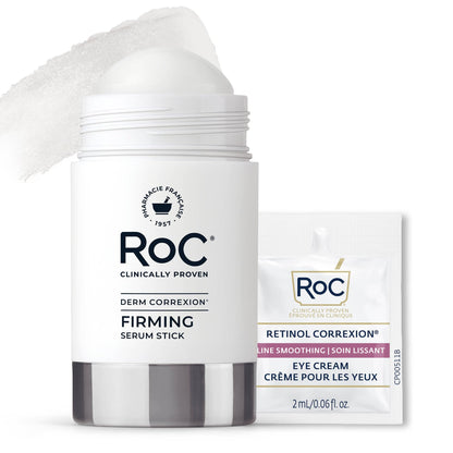 HOTRoC Derm Correxion Retinol Firming Serum Stick with Antioxidants to Visibly Tighten and Firm Wrinkles and Laugh Lines For Men and Women + Retinol Eye Cream Packette, 1.0 oz (Packaging May Vary)