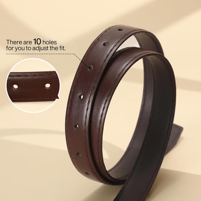 HOTVONMELLI Womens Thin Leather Belt for Jeans Pants Dress Fashion Skinny Belt with Gold Buckle for Women