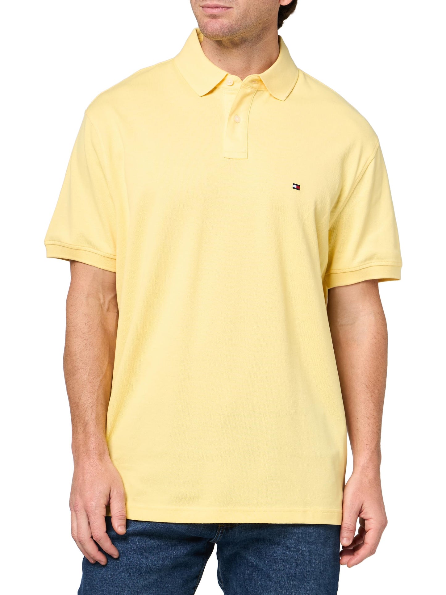 HOTTommy Hilfiger Men's Short Sleeve Polo Shirts in Classic Fit with Stretch and Organic Pique Cotton