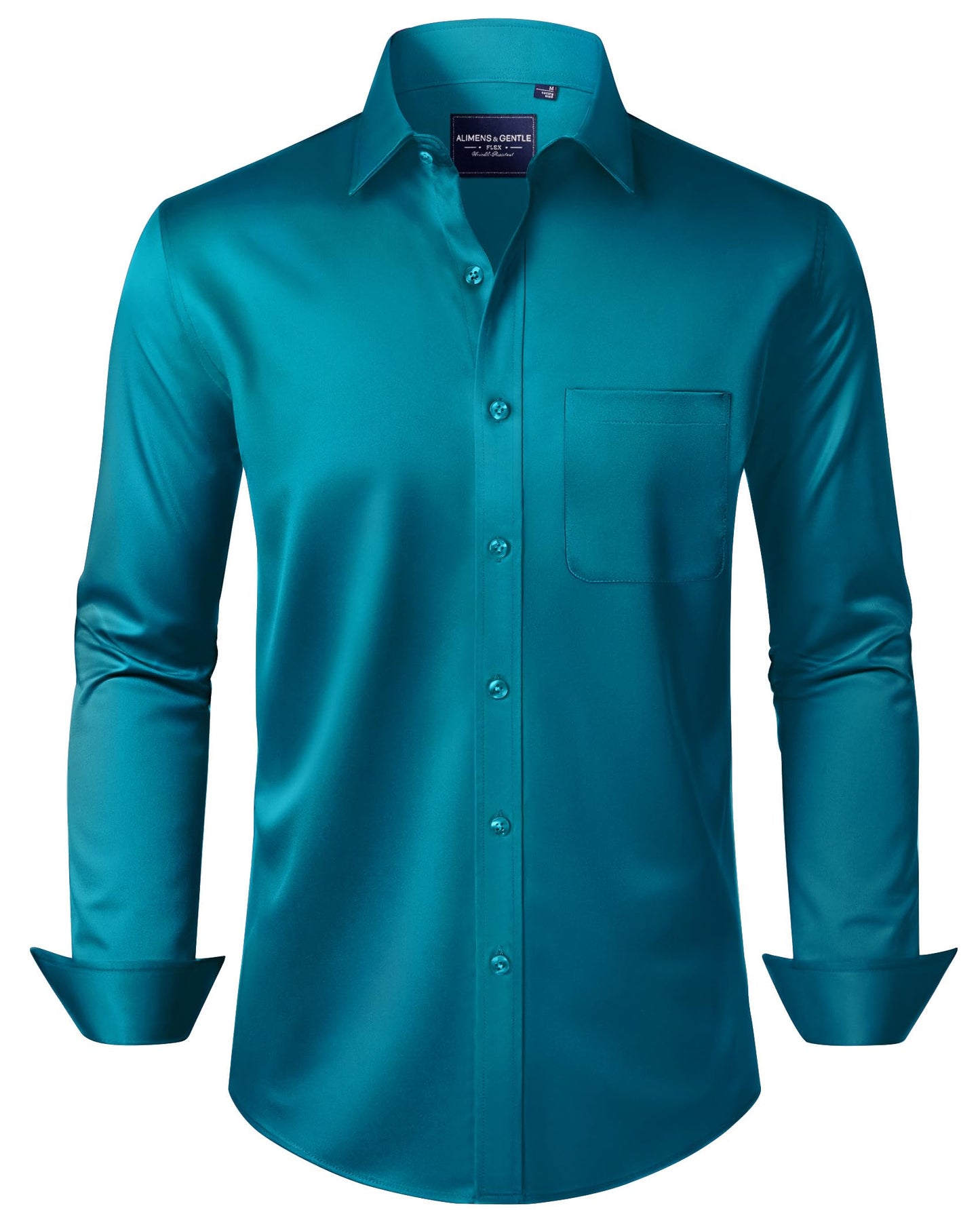 HOTAlimens & Gentle Men's Dress Shirts Long Sleeve Wrinkle-Free Stretch Shirts Solid Formal Button Down Shirt with Pocket