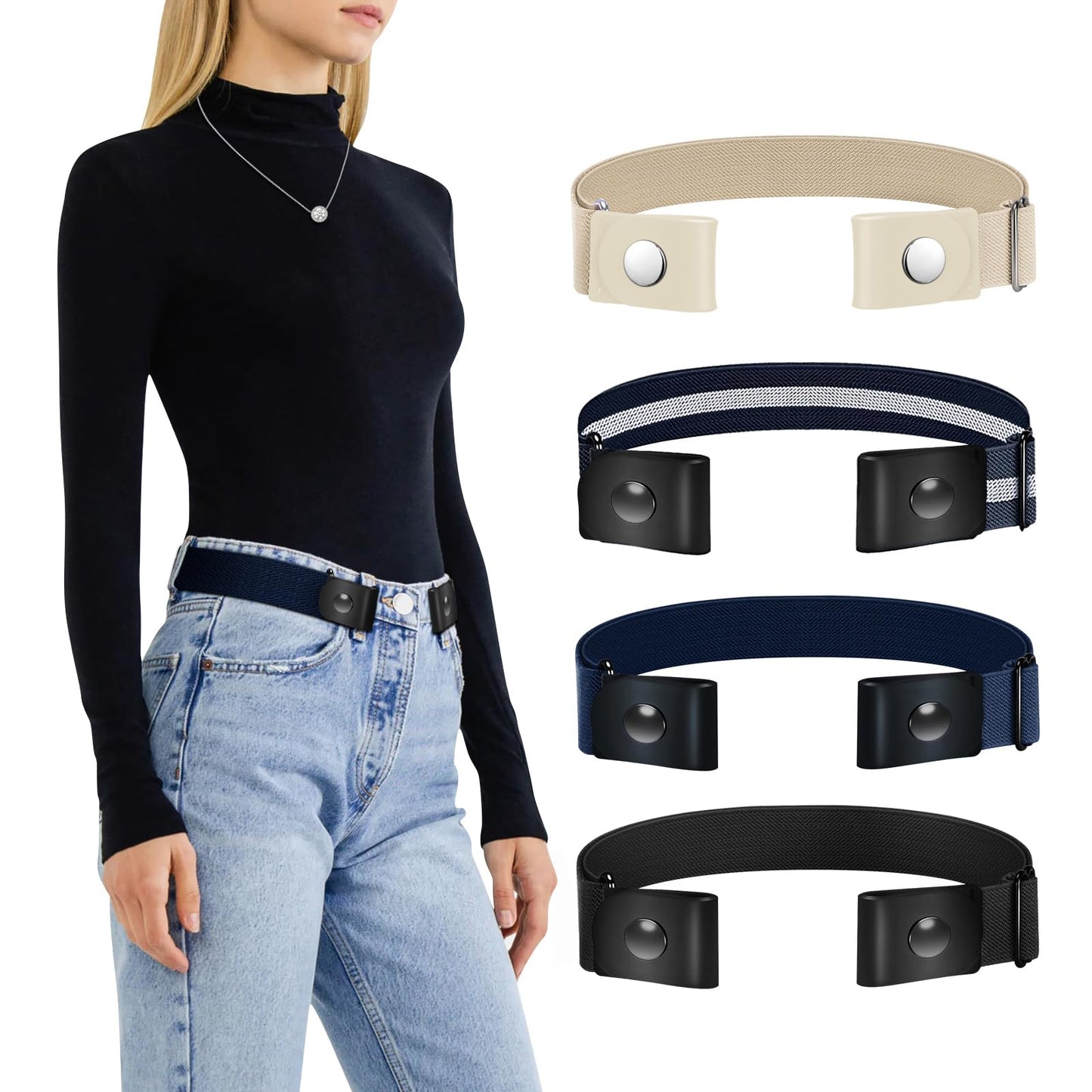 HOTTOURZOO Belts for Women/Men Buckle Free Elastic Belt Invisible No Buckle Stretch Waist Belt For Jean Pants,Dresses,No Bulge