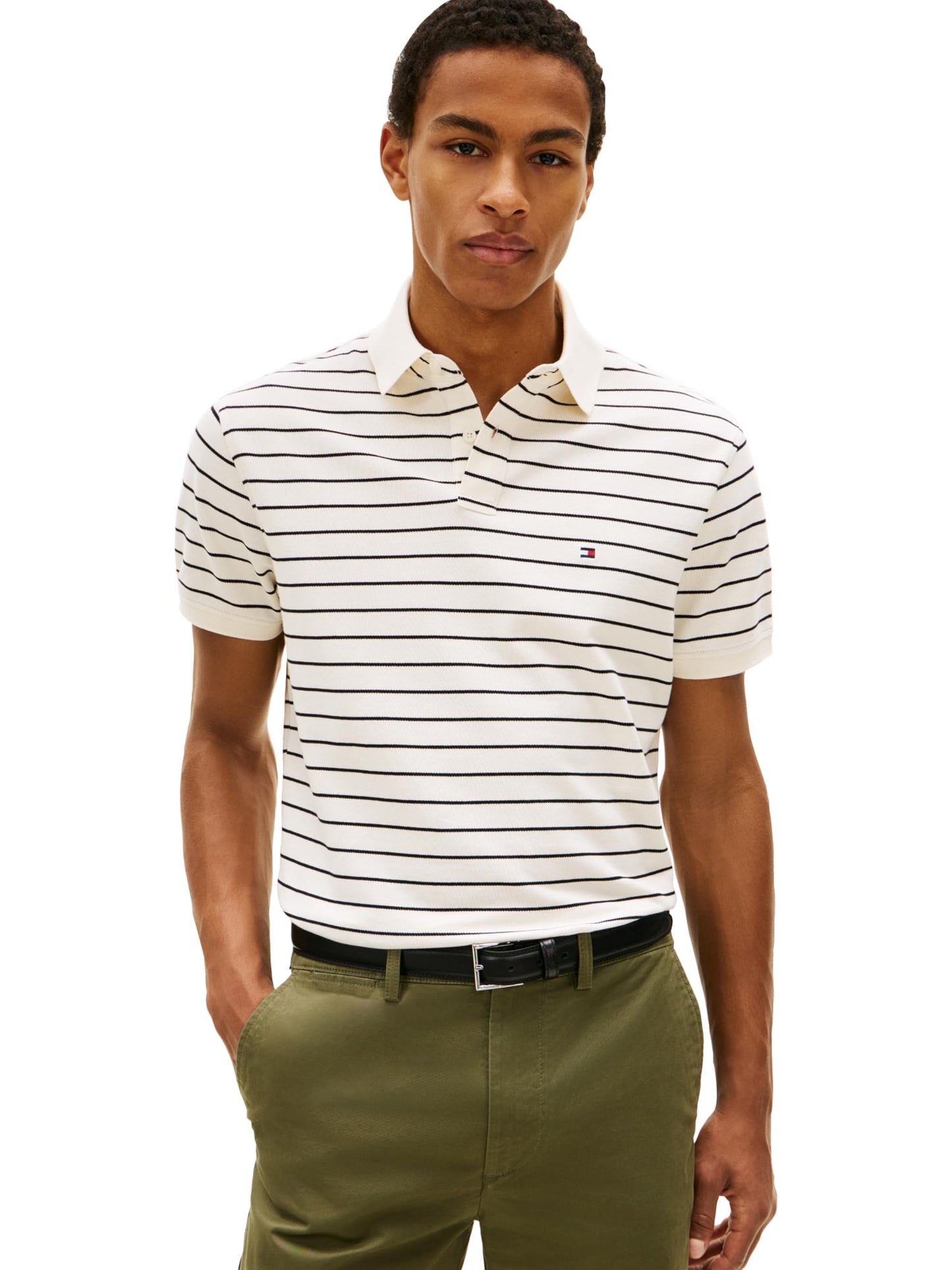 HOTTommy Hilfiger Men's Short Sleeve Polo Shirts in Classic Fit with Stretch and Organic Pique Cotton