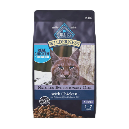 HOTBlue Buffalo Wilderness with Chicken Natural High-Protein Grain-Free Dry Food for Adult Cats, Real Chicken First, Antioxidant-Rich LifeSource Bits Support Immunity, Promotes Strong Muscles, 12 lbs.