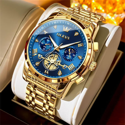 HOTOLEVS Watches Men Stainless Steel Chronograph Watch Luxury Big Face Man Dress Watches Waterproof Roman Numeral Analog Quartz Men Wrist Watch Diamond Relojes para Hombre(Silver/Black/Gold/Red/Blue)
