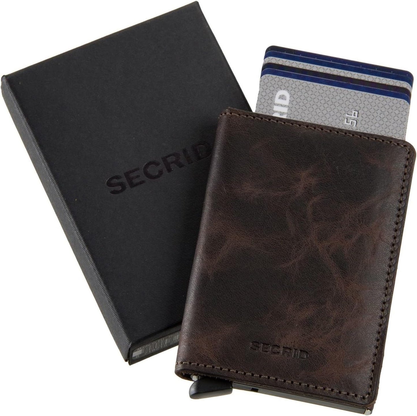 HOTSecrid Slim Wallet Original Leather With Rfid Safe Card Case