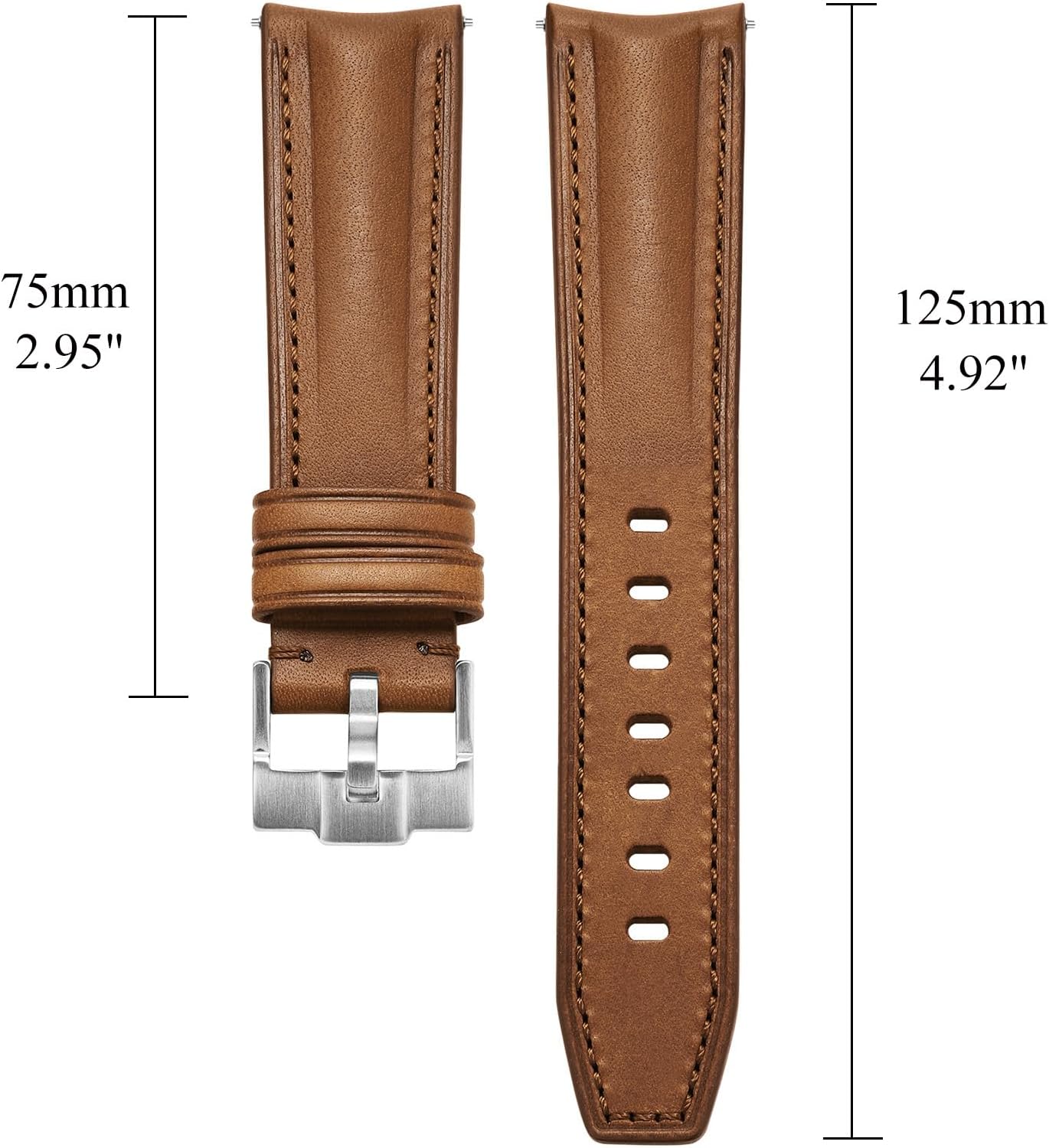 HOTGetalia Italian Full grain vegetable tanned leather watch Bands Curved Strap,Compatible with Omega X Swatch Moonswatch Speedmaster 20mm Watch Replacement Band Men Women