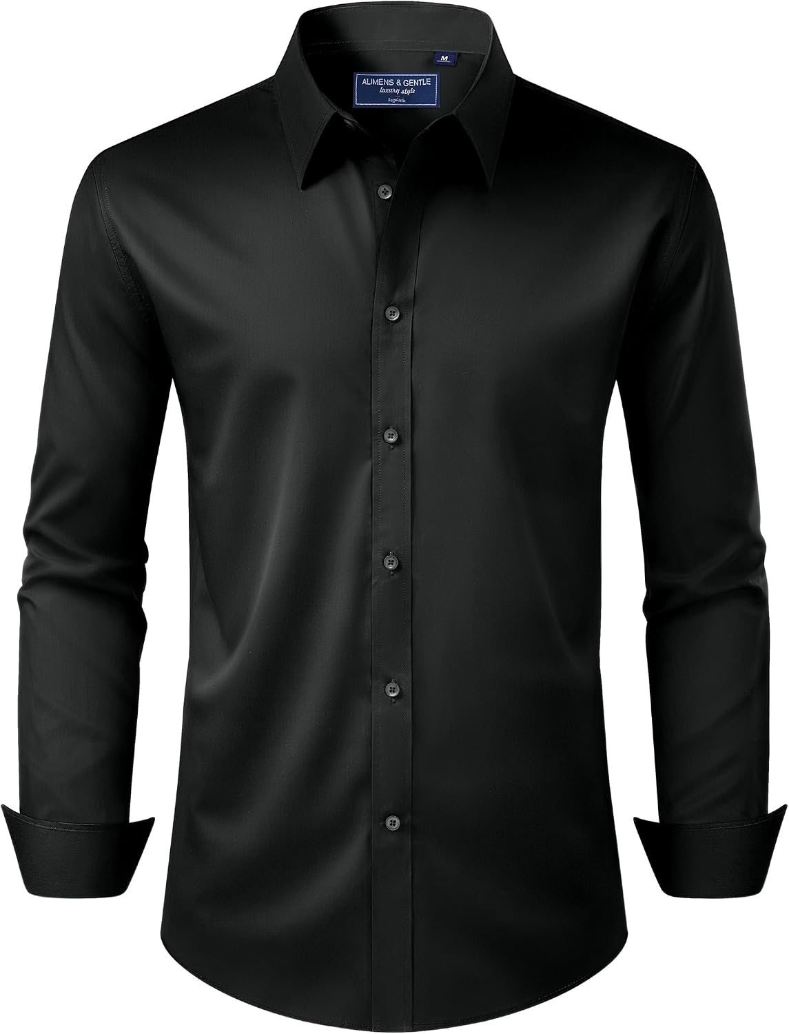 HOTAlimens & Gentle Men's Dress Shirt Regular Fit Stretch Stain Shield Long Sleeve Solid Business Wedding Button Down Shirts