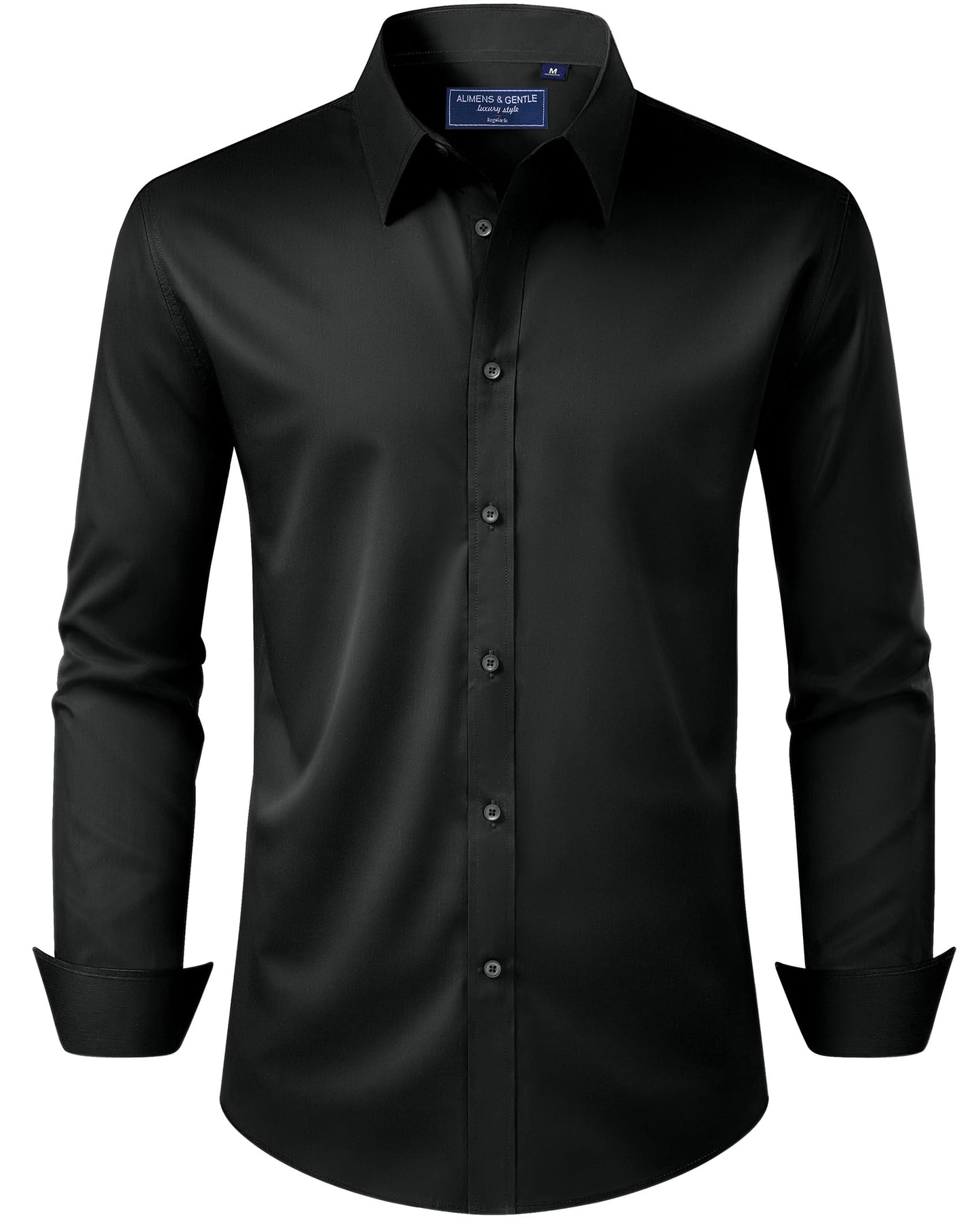 HOTAlimens & Gentle Men's Dress Shirt Regular Fit Stretch Stain Shield Long Sleeve Solid Business Wedding Button Down Shirts